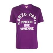 Kenzo Lila Logo Print T-Shirt Purple, Dam