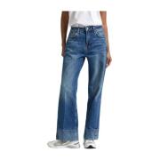 Pepe Jeans Lös St Retro Stil Byxor Blue, Dam