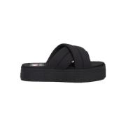 Tommy Hilfiger Urban Flatform Sandaler med Distinkt Skrift Black, Dam