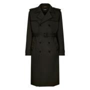 Dolce & Gabbana Svart dubbelknäppt trenchcoat Black, Herr