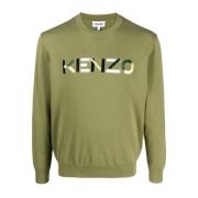 Kenzo Logo Bomullströja för Män Green, Herr
