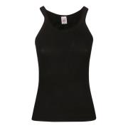 Re/Done Svart Ribbad Tanktopp Black, Dam