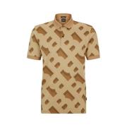 Hugo Boss Raffinerad Regular Fit Jacquard Monogram Polo Brown, Herr