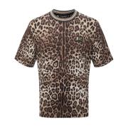 Dolce & Gabbana Brun Bomull T-shirt med Logo Plaque Brown, Herr