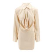 Blumarine Satinkjol med V-ringning Beige, Dam