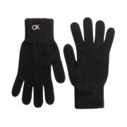 Calvin Klein Svarta handskar med metalllogotyp Black, Dam