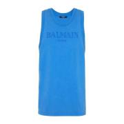 Balmain Vintage broderad tanktopp Blue, Herr