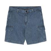 PS By Paul Smith Blå Denim Shorts med Cargo Fickor Blue, Herr