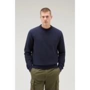 Woolrich Logo Script Crewneck Melton Blå Blue, Herr