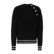 Balmain Svart ullblandad tröja Black, Herr