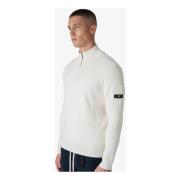 Quotrell Stilfull Stickad Halfzip Tröja för Herrar White, Herr