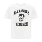 Alexander McQueen T-shirt med Varsity Logo och Skull Print White, Herr