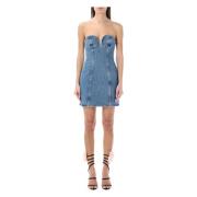 Magda Butrym Blå Denim Bustier Miniklänning Blue, Dam