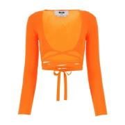 Msgm Stretch Cardigan i Orange Polyesterblandning Orange, Dam