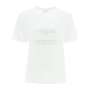 Isabel Marant Étoile Vintage Metallic Logo T-Shirt White, Dam