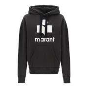 Isabel Marant Étoile Oversized Mansel Hoodie med Flocked Logo Black, D...