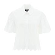 Simone Rocha Broderad kortärmad skjorta med puffärmar White, Dam