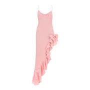 Alessandra Rich Asymmetrisk Klänning med Volanger Pink, Dam