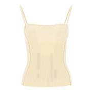 Jacquemus Sierra Stickad Tank Top Beige, Dam