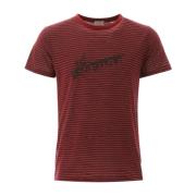 Saint Laurent Logo Bomull T-Shirt med Rund Hals Red, Herr