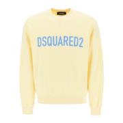Dsquared2 Logo Print Sweatshirt med rund hals Yellow, Herr