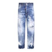 Dsquared2 Ripped Straight Wash Jeans Blue, Dam