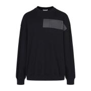 Givenchy Logo Sweatshirt med Ribbade Kanter Black, Herr