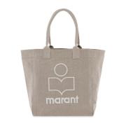 Isabel Marant Logo Yenky Tote Bag med Kontrasterande Broderi Beige, Da...