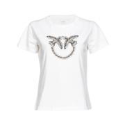 Pinko T-shirt med Love Birds brodyr White, Dam