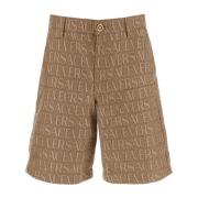 Versace Allover Jacquard Bermuda Shorts Brown, Herr