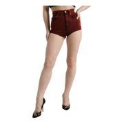 Dolce & Gabbana Röda High Waist Denim Hot Pants Red, Dam