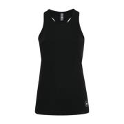 Adidas by Stella McCartney Svart Ribbad Racerback-topp med Logoprint B...