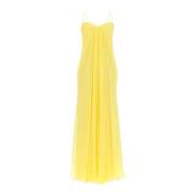 Alexander McQueen Silkesklänning med bustier Yellow, Dam