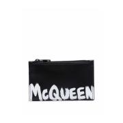 Alexander McQueen Logo Läderplånbok med Kontrastdetalj Black, Herr