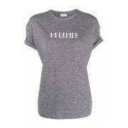 Brunello Cucinelli Dreamer Jersey T-shirt med pärldekoration Gray, Dam