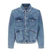 Isabel Marant Sliten Denimjacka med Logobrodyr Blue, Herr