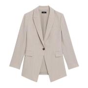 Theory Etiennette Blazer i God Ull Sand Melange Beige, Dam