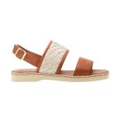 Hogan Platt Lädersandal i Cuoio Rafia Brown, Dam