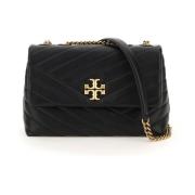 Tory Burch Chevron Quiltad Liten Kira Axelväska Black, Dam