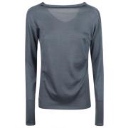 Fabiana Filippi Cashmere silkesweater med V-ringning bak Blue, Dam