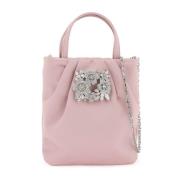 Roger Vivier Kristallbukett Strass Satin Fickväska Pink, Dam