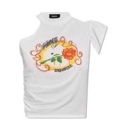 Dsquared2 T-shirt med logotyp White, Dam