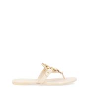 Tory Burch Metal Miller Soft Cream Flip Flops Beige, Dam