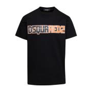 Dsquared2 Svarta Logo Front Crewneck T-shirts och Polos Black, Herr