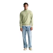 Gant Broderad Halv-Zip Sweatshirt Green, Herr