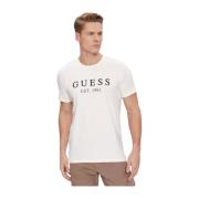 Guess Logo Frontal T-Shirt - Stretch White, Herr