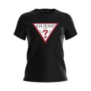 Guess Sart åtsittande bomull T-shirt Black, Dam