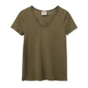 MOS MOSH Enkel Topp i Burnt Olive Green, Dam