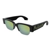 Alexander McQueen Black/Green Sunglasses Multicolor, Unisex