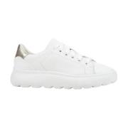 Geox ita Aslappnade Läder Sneakers för Kinnor White, Dam